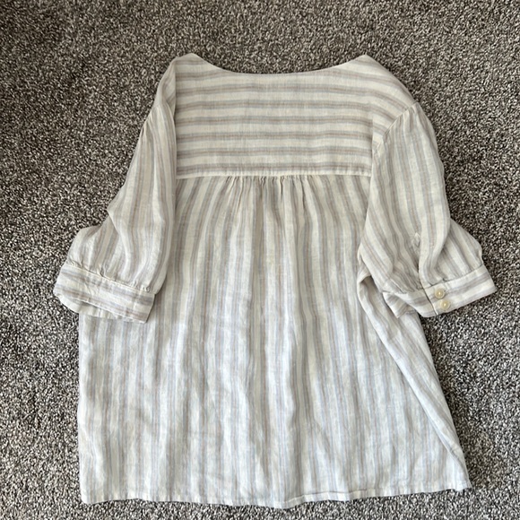 Madewell Linen v neck button up short sleeve blouse size XS - Picture 4 of 4